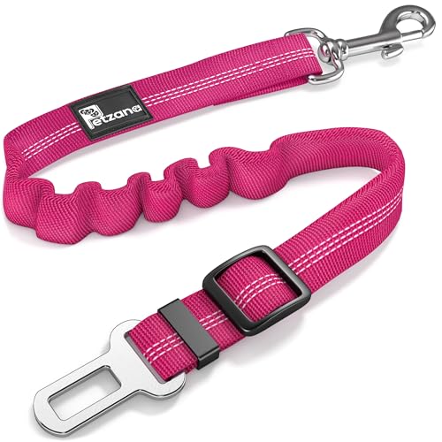 Seat Belt for dogs with Anti shock Bungee Buffer One of Important Car Travel Accessories for Dogs Adjustible, Elastic (Pink, 1 Pack)