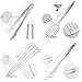 Extreme Salmon BBQ Grill Tools Set Grilling Utensil Set 7-Piece Heavy Duty Stainless Steel Accessories Kit for Barbecue Includes Spatula, Tongs, Fork, and Skewers Ideal Barbecue Gift for Grill Lovers