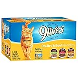 9 Lives Poultry And Beef Variety Pack, 5.5 Oz Cans, 24-Count
