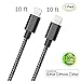 Zteanok iPhone Cable , 2 Pack 10 Feet Nylon Braided Cord Lightning Cable to USB Charging Charger for iPhone 7/7 Plus/6/6 Plus/6S/6S Plus,SE/5S/5,iPad,iPod Nano 7 - 10 Ft(3 Meters) - Black White
