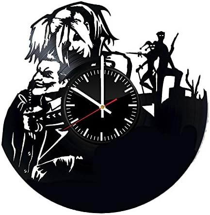 Welcome Everyday Arts Harley Quinn with Joker Vinyl Record Wall Clock - Get unique home or garage wall decor - Gift ideas for boys and girls – Superheroes Couple Design Unique Art