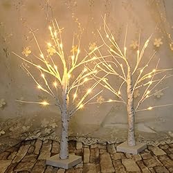2PK 2FT 24LED Lighted Birch Tree Artificial Branch