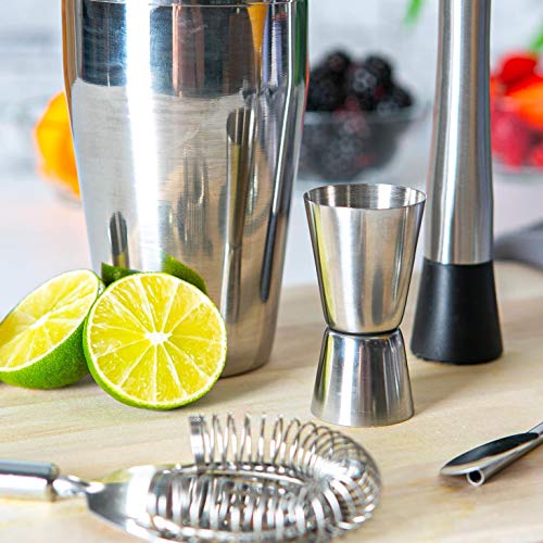 Rink Drink 5 Stück Manhattan Cocktail Shaker Set - mit Hawthorne Sieb Jigger Bar Löffel Muddler - Silber – Bild 5