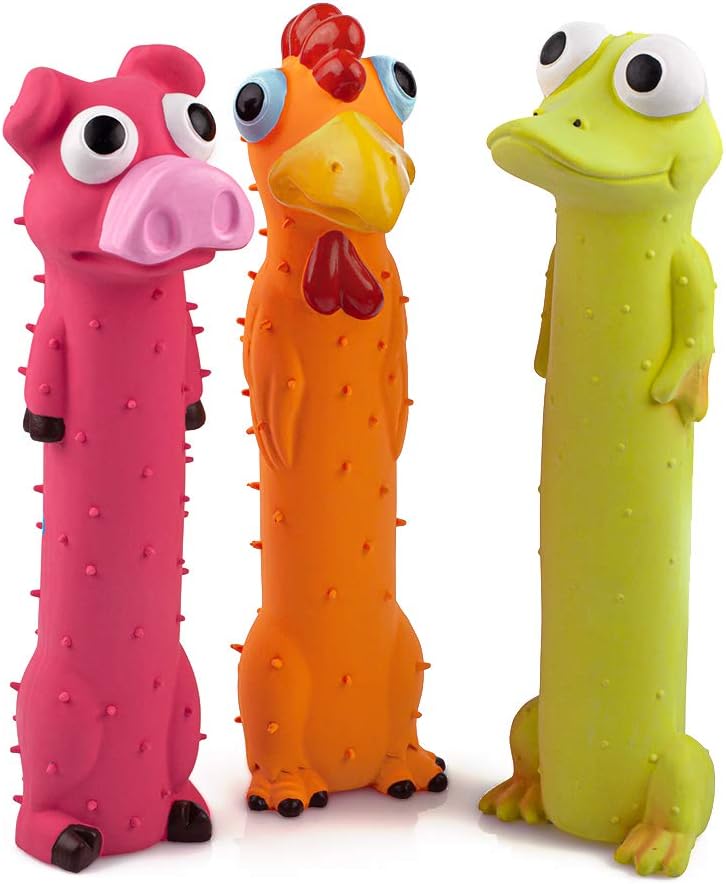 CHIWAVA 3 Pack 9 Inch Squeaky Latex Dog Toys Small Medium Dogs