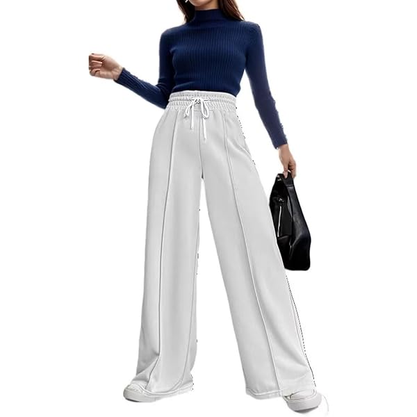 Women Oversized Wide Leg Casual Linen Pants For Women Plus Size Lightweight Pants Sweatpants Elastic Drawstring Straight Leg Sweatpants Low Waisted Baggy Pants With Pockets