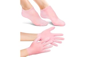BLATOWN 2 Pairs Silicone Moisturizing Glove Socks Set, Anti Slip Soft Spa Gel Socks Softening Feet Dry Cracked Skin, Women Sp