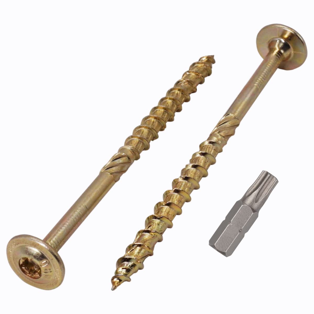 (Pack of 10 pcs) Galvanized Steel 6.0 x 100 mm Yellow Wood Screws, Torx Head, Wafer Head, Timber Screws, Partially Threaded (10, 6.0 x 100 mm)