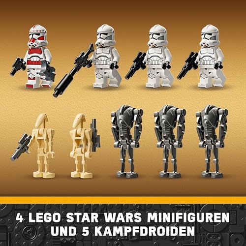 Star Wars 75372 Clone Trooper & Battle Droid Battle Pack, inkl. 4 Minifiguren, 5 Droiden und Speeder Bike mit Shooter - Bauspielzeug für Jungen und Mädchen ab 7 Jahren