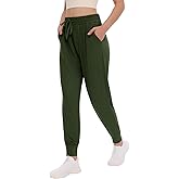 TNNZEET Women's Joggers with Pockets - High Waisted Sweatpants Tapered Leg Drawstring Lightweight Athletic Pants