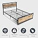 Amooly Queen Metal Bed Frame with Wood Headboard Platform Bed Frame/Strong Slat Support/Easy Assembly/Box Spring Optional