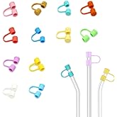 (12 Packs) Suit for 6-7mm Straw Cover Silicone Caps Simple 7MM Colorful Straw Plug Topper Dust Proof Tips