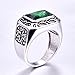 BONLAVIE 925 Sterling silver Fine Created Emerald and Cubic Zircon Ring Wedding Band for Men and Women Size 7