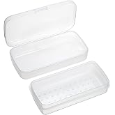 JUXYES Plastic Sterilizing Tray for Nail Art Accessories Tools, Portable Nail Art Tool Sterilizer Tray with Strainer, Fully Transparent Storage Box Organizer for Tweezer, Manicure Tools