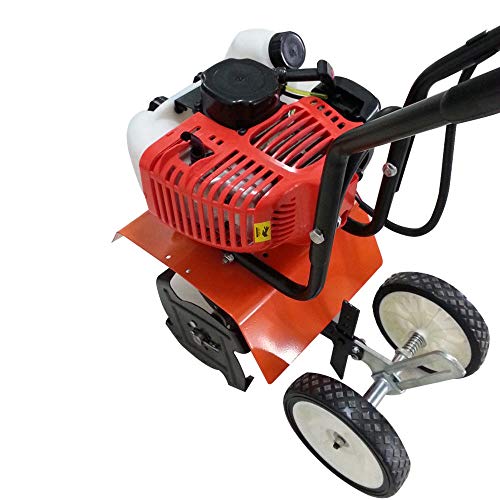 Wanlecy Upgarded Mini Garden Tiller Cultivator, 12" Wide Gas Powered 2HP 2 Stroke 52cc Engine Garden Yard Tilling Soil Tools - Thumbnail 7
