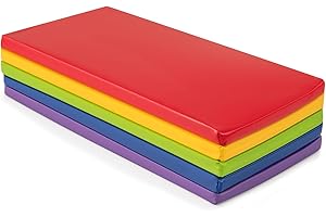 Costzon 5 PCS Rest Mats, 2 Inch Thick Sponge Kids Nap Mats for Daycare Preschool Nursery Home, PU Covers Portable Sleeping Pads for Toddlers Girls Boys (Colorful Rainbow)