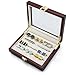 HAWSON Wood Cufflinks Case with Glass Top Ring Storage Organizer for Men and Women Jewelry Storage