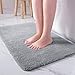 Gimars Supper Soft Absorbent Pile Microfiber Bathroom Rugs Sets, 3PCS Quick Dry Non Slip Bath Mats & Contoured Toilet Lid Cover Set, Non Coming Apart Plush Carpets Mats for Tub, Shower, Bathroom, Gray