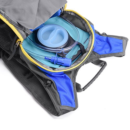 Juboury Hydration Backpack with Free 2L Water Bladder Reservoirs, 15L Hydration Rucksack Bag, All Weather Cover for Running, Hiking, Biking, and Any Other Outdoor Activity (Blue) - Thumbnail 3