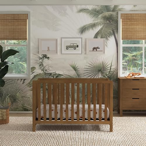 Carter's by Davinci Colby 4-in-1 Low-Profile Convertible Crib in Walnut, Greeng…