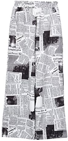 Focal20 Pants Women Pants Street Style Newspaper Print Casual Loose Pants
