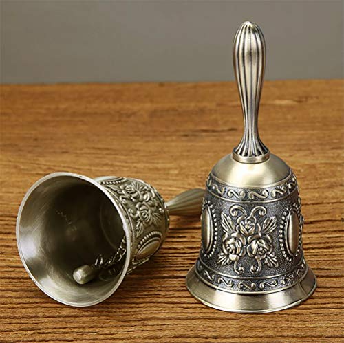 Famgee Zinc Alloy Multi-Purpose Hand Bell Metal Jingle Service Loud Call Bell for Wedding Decoration, Alarm, School Church Classroom, Bar (Bronze)