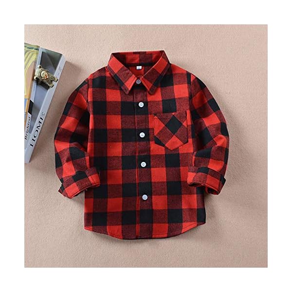 Toddler Big Boys Girls Mens Womens Plaid Flannel Long Sleeve T-Shirt Family Matching Tops - Image 8