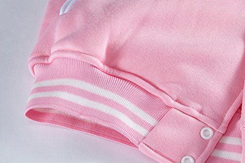 Trifuness Varsity Jacket Letterman Jacket Baseball Jacket With Long Sleeve Banded Collar Pink X-Large