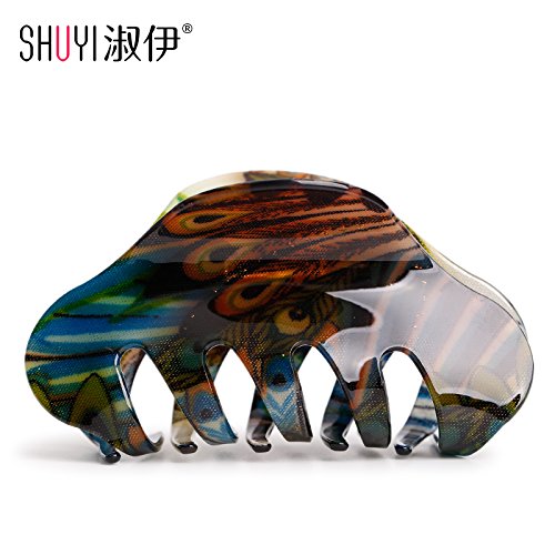 usongs Peacock pattern clip hair accessories plate made large ruggedness bath gripper plate made hair grasping hair No