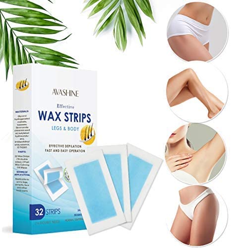 Creip Wax Strips, Hair Removal Wax Strips For Arm, Leg, Brazilian, Underarm Hair, Bikini, Waxing Kit with 32 Wax Strips