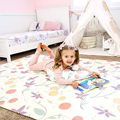 JumpOff Jo - Large Waterproof Foam Padded Play Mat for Infants, Babies, Toddlers, Play & Tummy Time, Foldable Activity Mat, 70 in. x 59 in. - Fairy Blossom