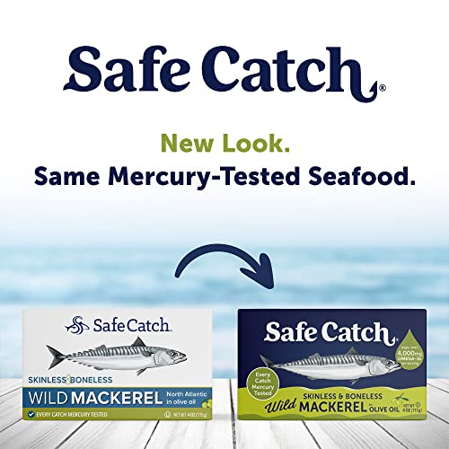 Safe Catch Canned Mackerel Fish in Pure Olive Oil, Mercury Tested, Wild
