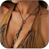 CXENSJH Western Country Necklace for Women Long Tassel Western Y Country Concert Necklace Boho Concert Jewelry Accessories
