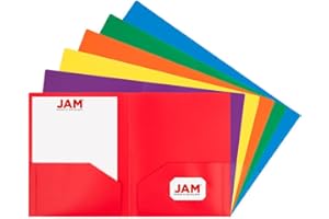 JAM PAPER Heavy Duty Plastic 2 Pocket Extra Tough School Folders - Assorted Primary Colors - 6/Pack