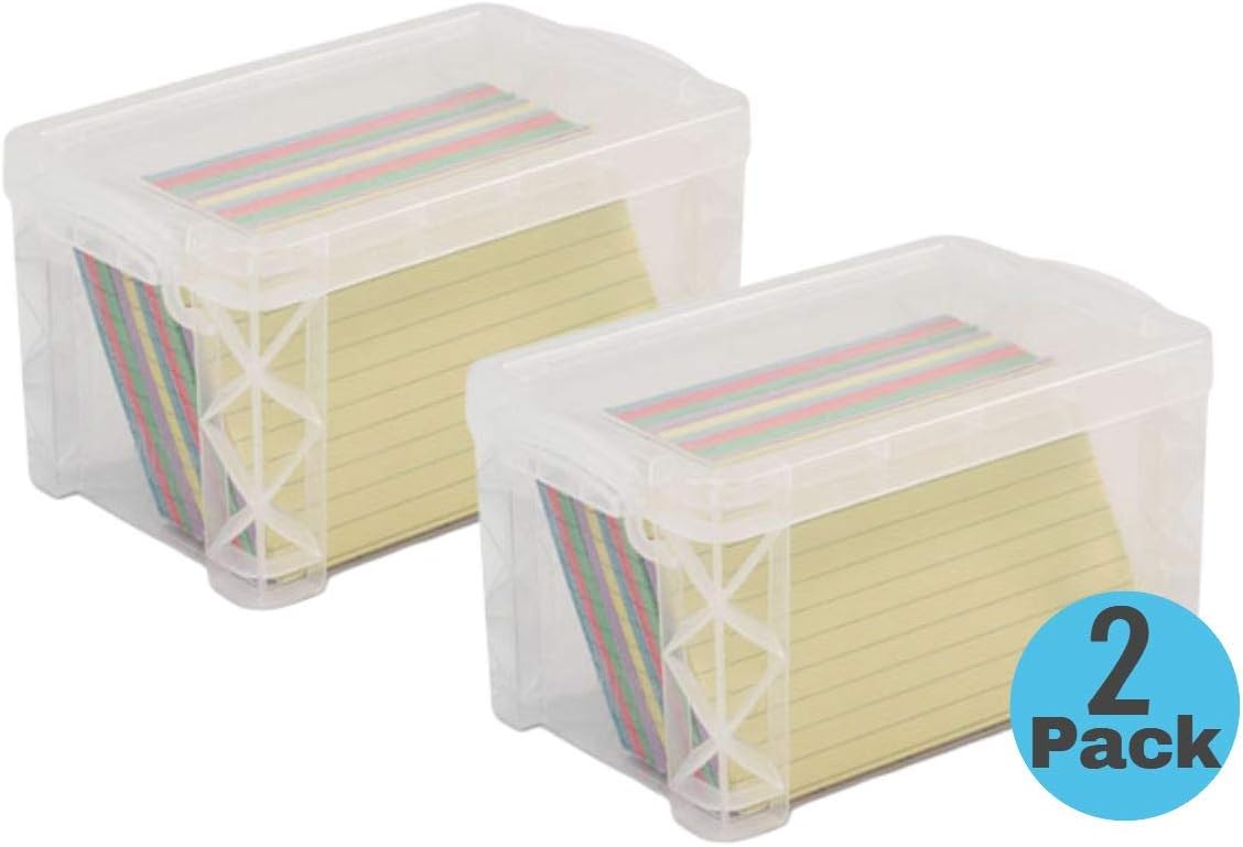 1InTheOffice Index Card Box 4x6 Index Card Holder 500 Capacity 2 Pack