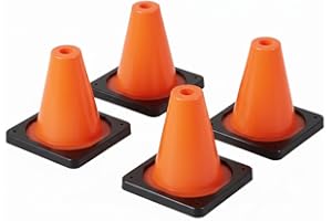 Pack of 4 Sidelines Weighted Pylon – Bright Orange High Visibility Field Boundary Marker Cone with Stable 0.9 lb Base – Durab