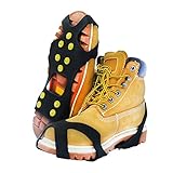 RENHAIGY Crampons Traction Ice Axe Snow Cleats Grips with Anti Slip Steel Studs Spikes Microspikes Rock Climbing Fishing Hiking Camping Winter Mountaineering Shoes Boots Gear Men Women