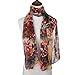 ChikaMika Lightweight Scarves Women Long Chiffon Fashion Wrap Shawls Peony Khaki Red Scarves