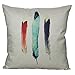 All Smiles Decorative Feathers Throw Rustic Pillow Covers Case Cushion Home Decor 18 X 18 Set of 4 Cotton Linen for Deer Couch Sofa Bed Room Farmhouse Antlers Navigation Compass