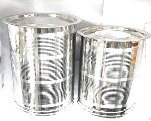 Stainless Steel Water And Wheat Flour Storage Drum - 30 35 L, 2 Pieces