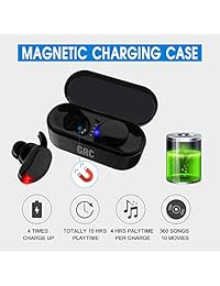 Auriculares inalámbricos GRC con Bluetooth 5.0 True inalámbricos con Bluetooth 15H tiempo de reproducción, auriculares estéreo 3D, micrófono integrado con funda de carga portátil