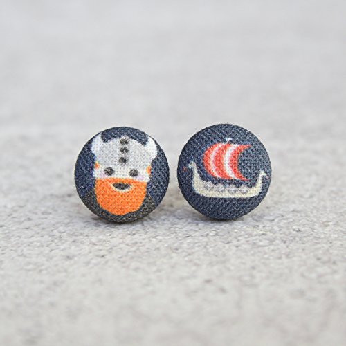 Viking Fabric Button Earrings