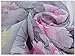 E-Clover - Unique Women's Floral Scarves: Chiffon Flowers & Birds Printed Scarf (Gray&Pink)
