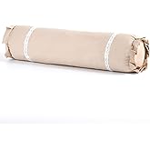 Edomi Lumbar Support Cervical Buckwheat Pillow Neck Roll Pillow Buckwheat Hulls Filling Cooling Round Pillows for Spine and Back Support (16x4 inch, Light-Tan)