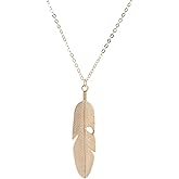MALOYANVE Metal Feather Necklaces for Women Gold Silver Feather Pendant Sweater Chain Necklace Feather Jewelry Gifts for Women