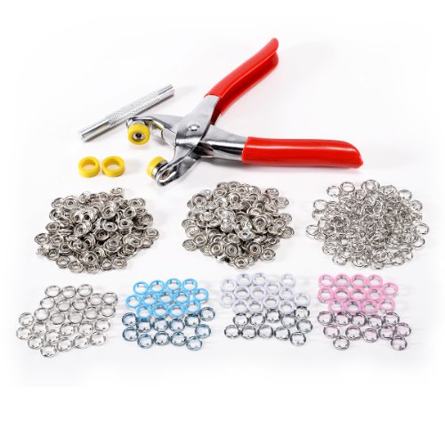 DIY 100 Pcs Prong Ring Press Studs Snap Popper Fasteners 9.5mm 4 Colours+ Pliers