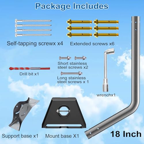 Standard 4/4X Mount for Starlink, Wall Mount Compatible with Gen 3, 47CM Mounting Kit for Roof and Eave, Includes Aluminium Adapter