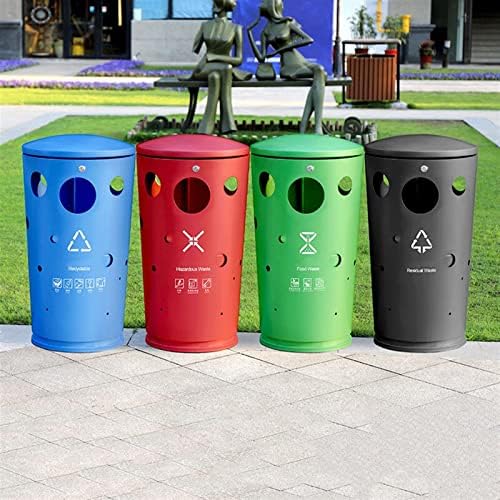 Cleaner Outdoor Steel Trash Can Creative Round Outdoor Trash Bin