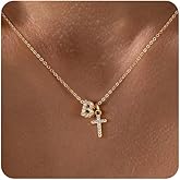 GINAZL Cross Necklace for Women - 14K Gold Plated Cubic Zirconia Cross Pendant Necklace Faith Necklaces Baptism/christian Gifts