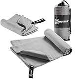 SPOGEARS Microfiber Towel Quick Dry Towel Set of 2 Includes Large Camping Towel 58x30’’ + Small Gym Towel - 23x15” Compact/Lightweight Antibacterial, Super Absorbent Travel, Swim, Sports, Towels