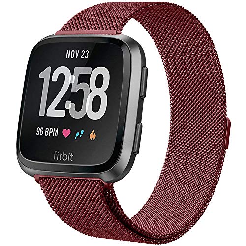 CAVN Metal Bands Compatible for Fitbit Versa Bands/Versa Lite Edition Bands for Women Men, Replacement Stainless Steel Wristband Accessories Strap
